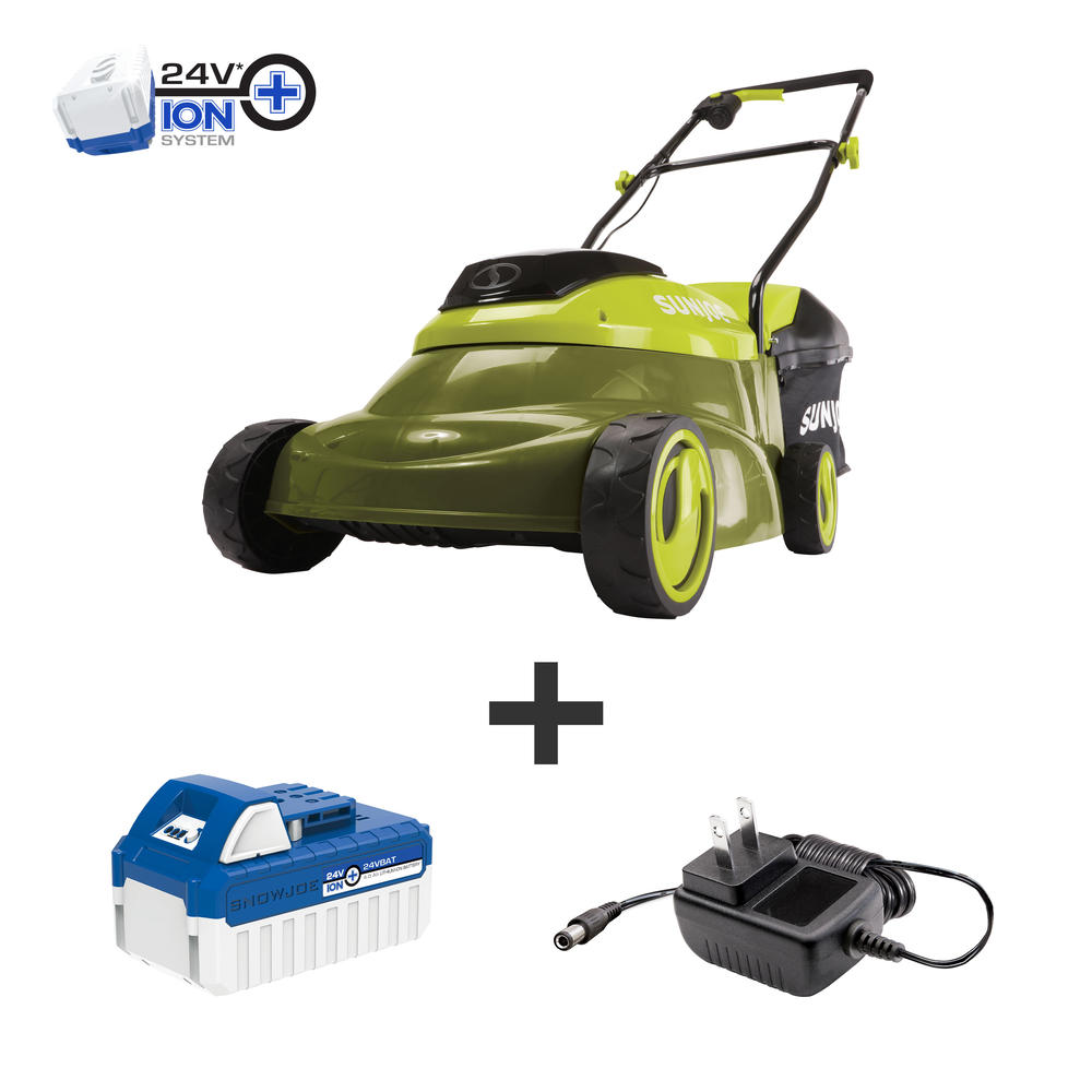 Sun Joe 24-Volt IONMAX Cordless Push Lawnmower Kit | 14-inch | W/ 4.0-Ah Battery and Charger