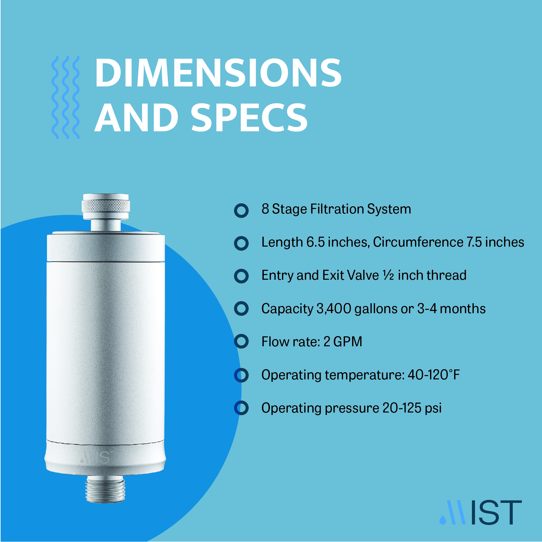 Mist Aluminum Shower Filter, 8 Stage Filtration System, Effectively Removes Chlorine and Bad Odor, Easy Install