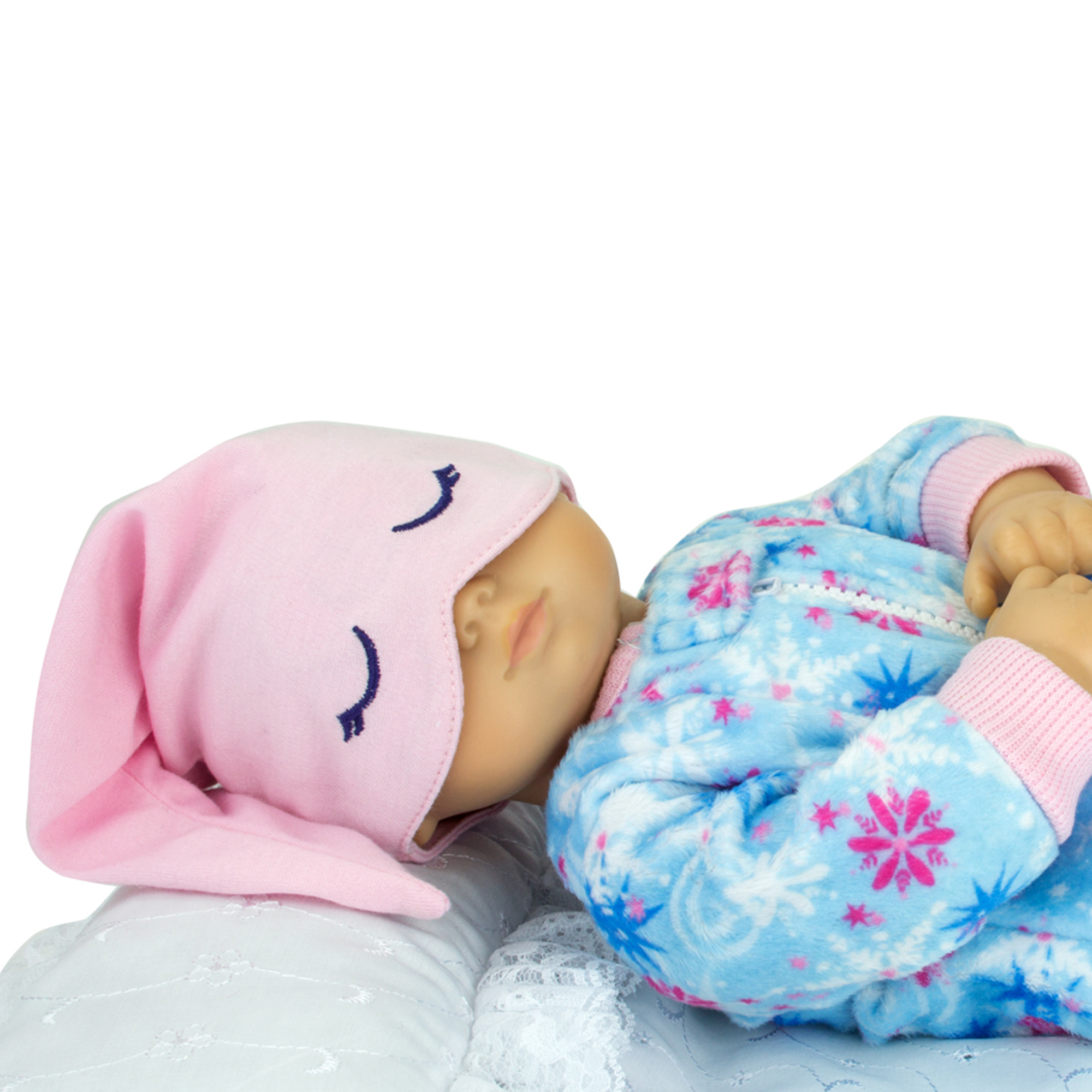 Sophia's Sophia’s 2 Piece Winter-Print Fleece Sleeper Outfit with Hat Set for 15'' Dolls, Blue/Pink