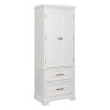 Teamson Home Wooden Bathroom Cabinet Linen & 2 Drawers White ELG-592S
