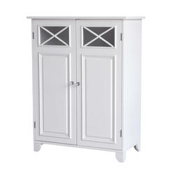 Teamson Home Wooden Bathroom Floor Cabinet 2 Doors White Dawson 6841