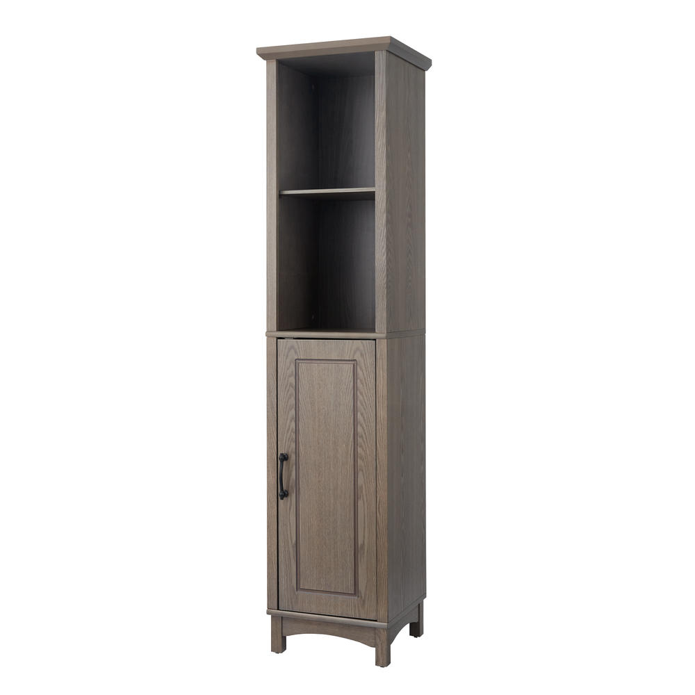 Teamson Home Wooden Bathroom Cabinet Linen Tower Salt Oak EHF-F0012