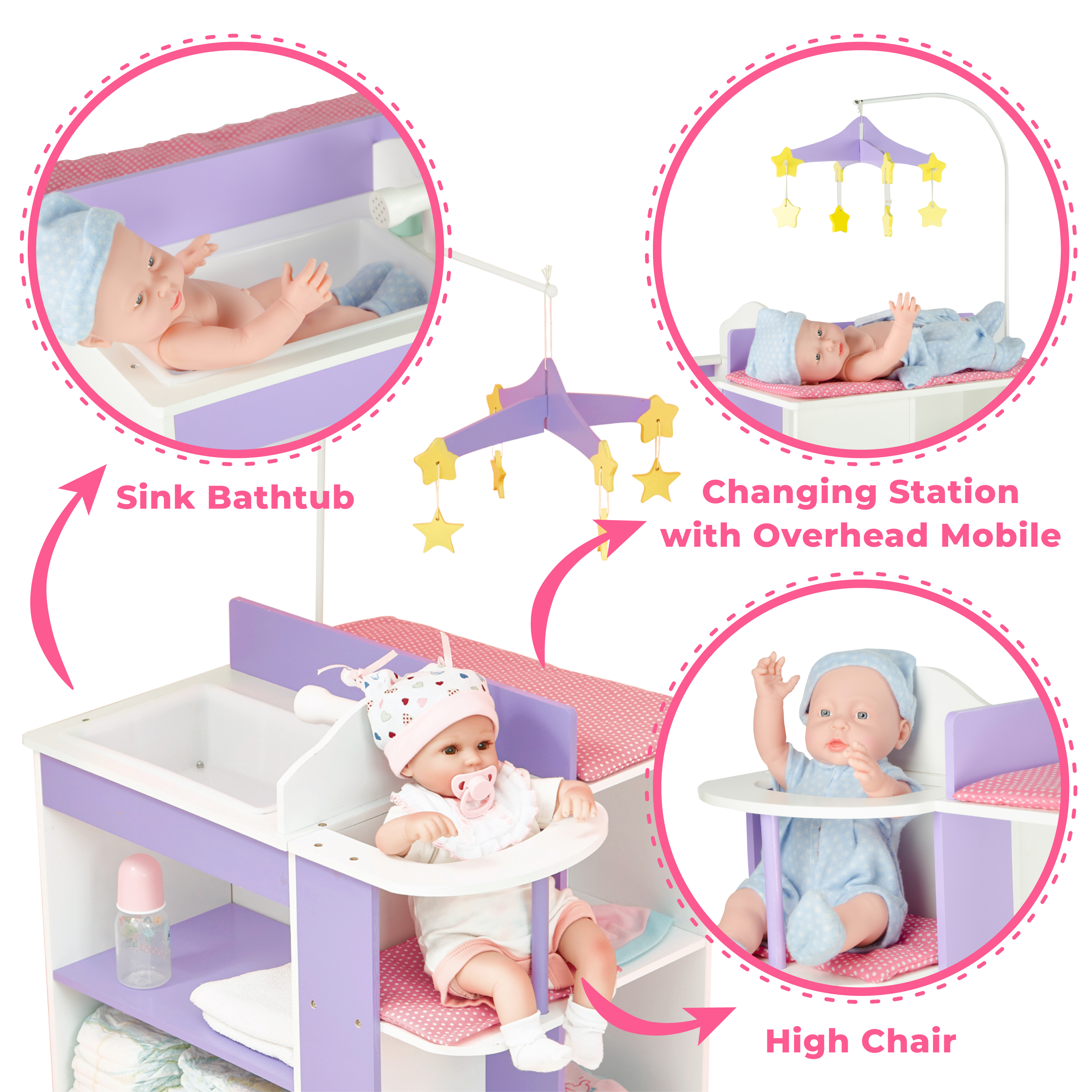 Olivia's Little World Two-Sided Wooden Baby Doll Changing Station