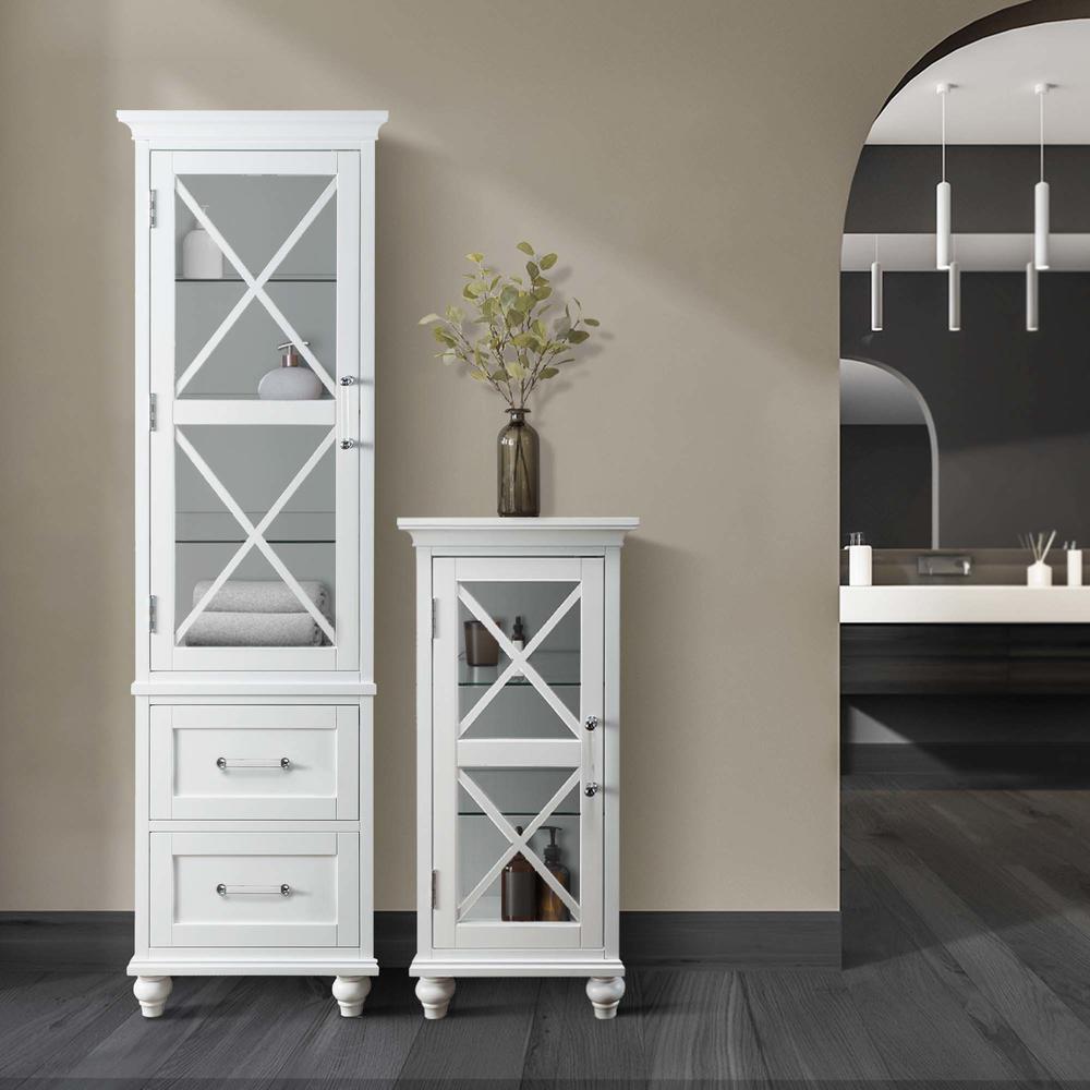 Teamson Home Wooden Bathroom Cabinet Linen Adjustable White ELG-634S
