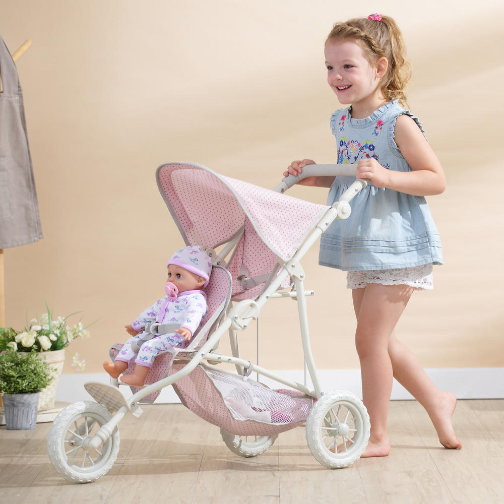 Olivia's Little World Two Doll Jogging-Style Stroller, Pink/Gray