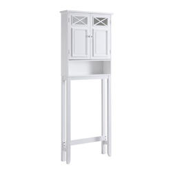 Teamson Home Dawson Wooden Space Saver with Cross Molding and 2 Doors, White