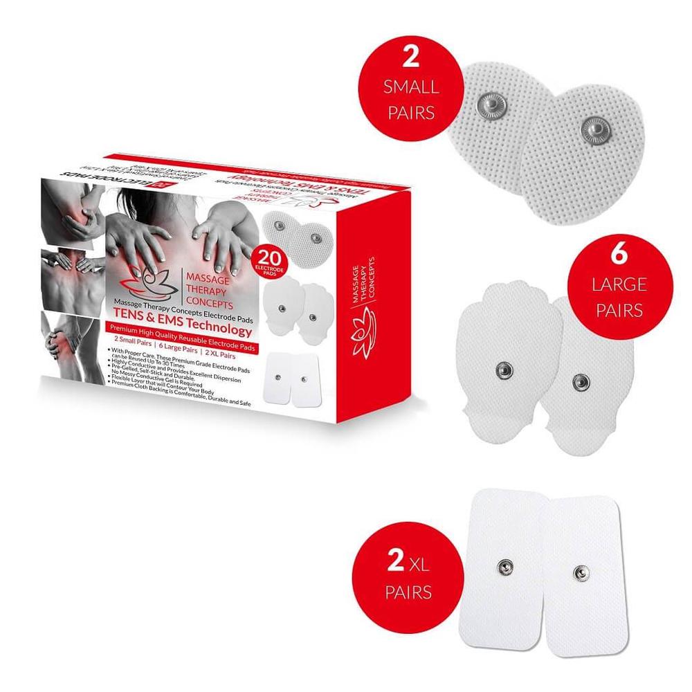 Massage Therapy Concepts TENS Unit Snap-On - Combo  Electrode Pads - 20 pc