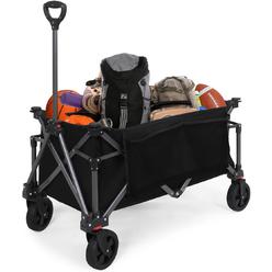 EAGLE PEAK Heavy-duty Collapsible Folding Utility Wagon, All Terrain Garden Hand Cart, Black