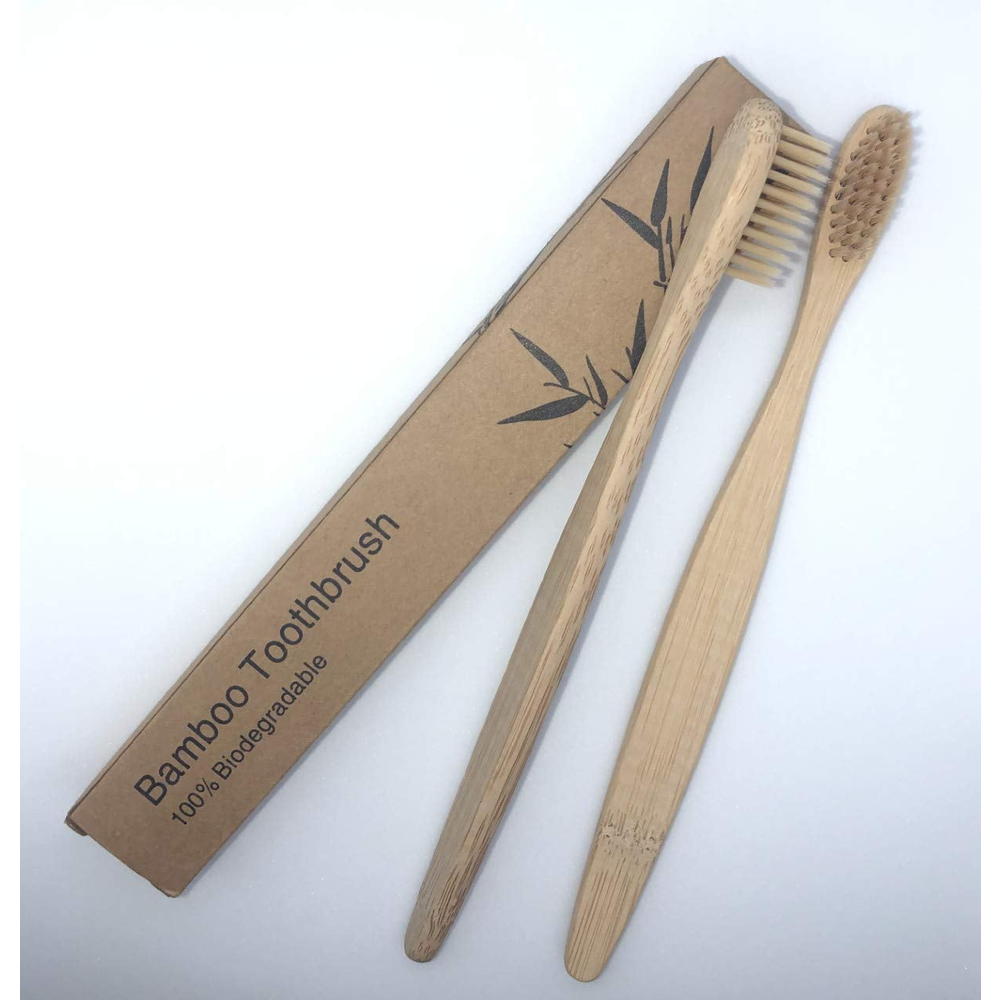 BeNat Bamboo Toothbrush 2-Pack. Eco-Friendly Wood Toothbrush Bamboo Nylon Fiber.  