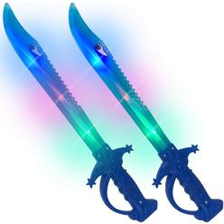 ArtCreativity Light Up Shark Sword for Kids, Set of 2, 15 Inch Toy Sword with Flashing LED Lights