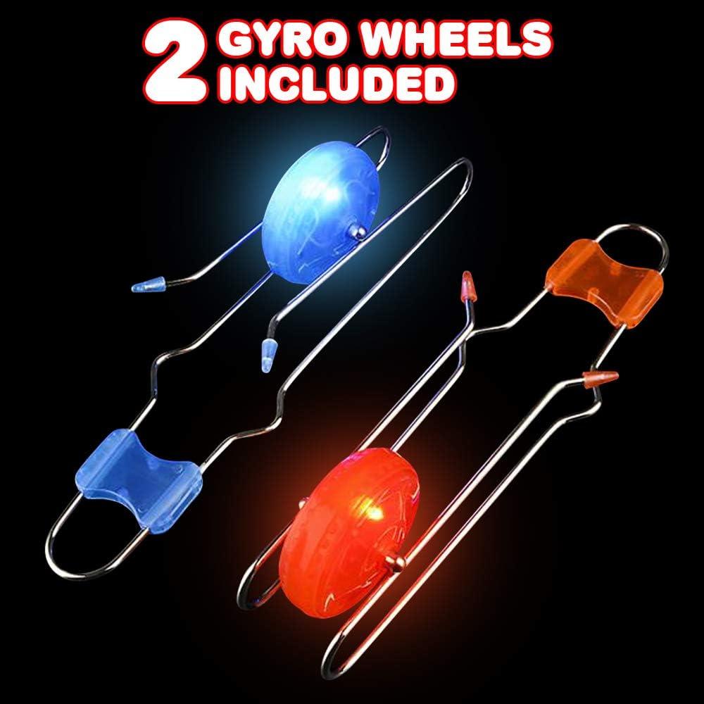 ArtCreativity Retro Light Up Gyro Wheels Set for Kids- Includes 2, 8.5 Inch Rail Twisters,
