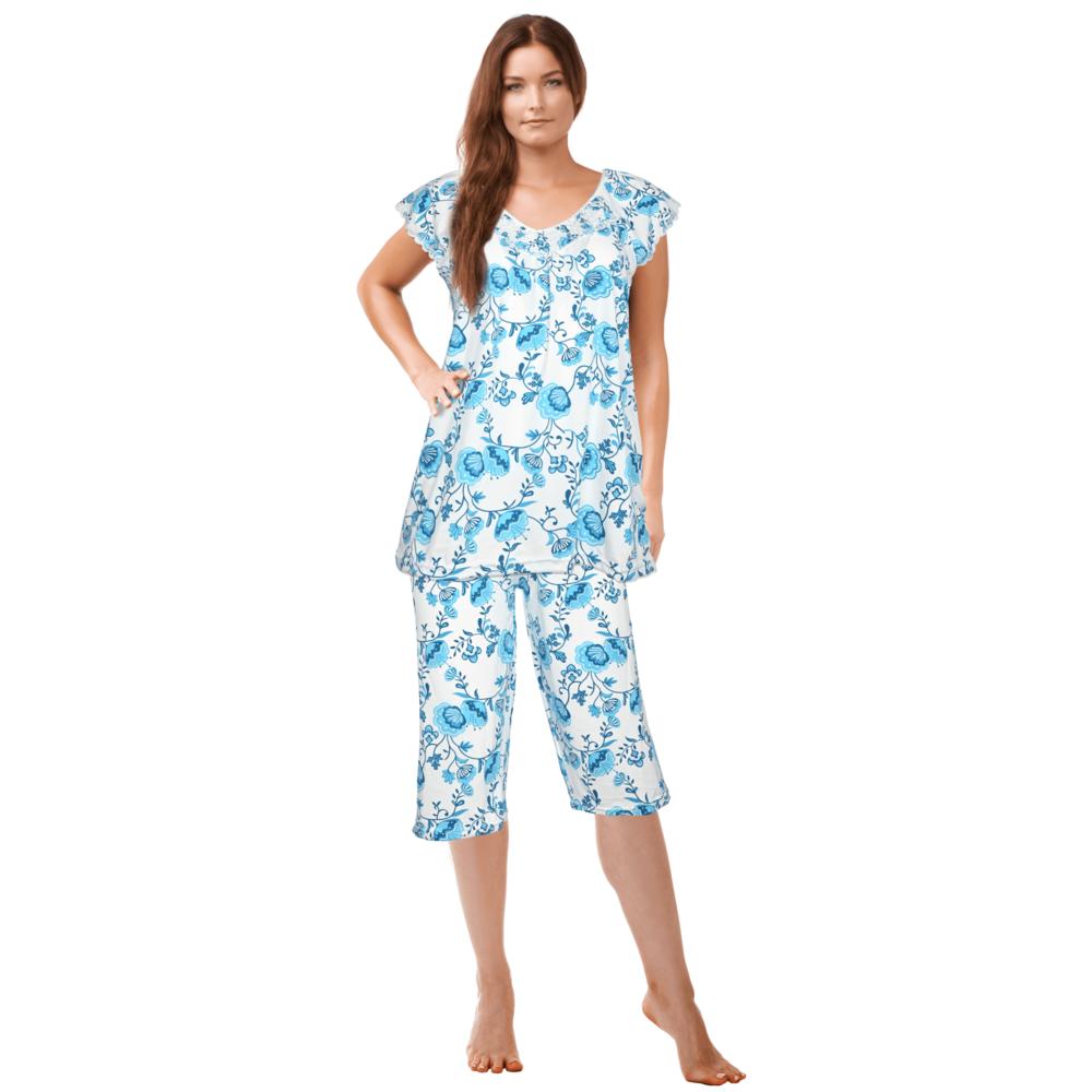 JEFFRICO Womens Capri Set Sleepwear Soft Pajamas Sleep Nightshirts