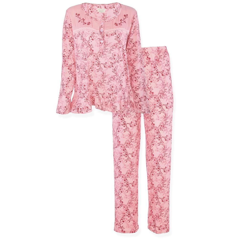 JEFFRICO Womens Pajamas For Women Long Sleeve Pajamas Set Sleepwear Soft Pajamas 