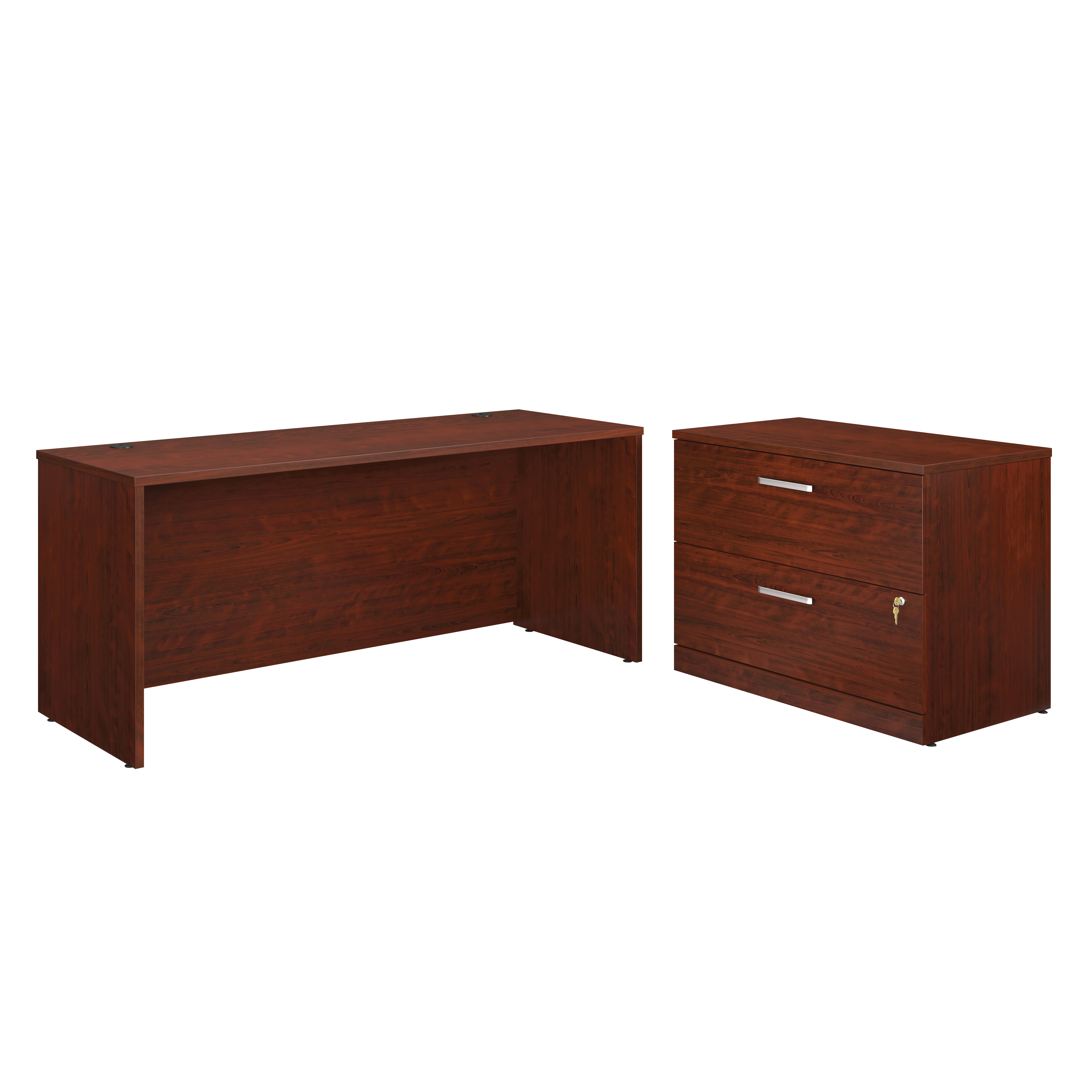 Sauder Affirm™ Commercial 72"x24" Desk with Lateral File Cabinet, Classic Cherry® finish (# 430223)