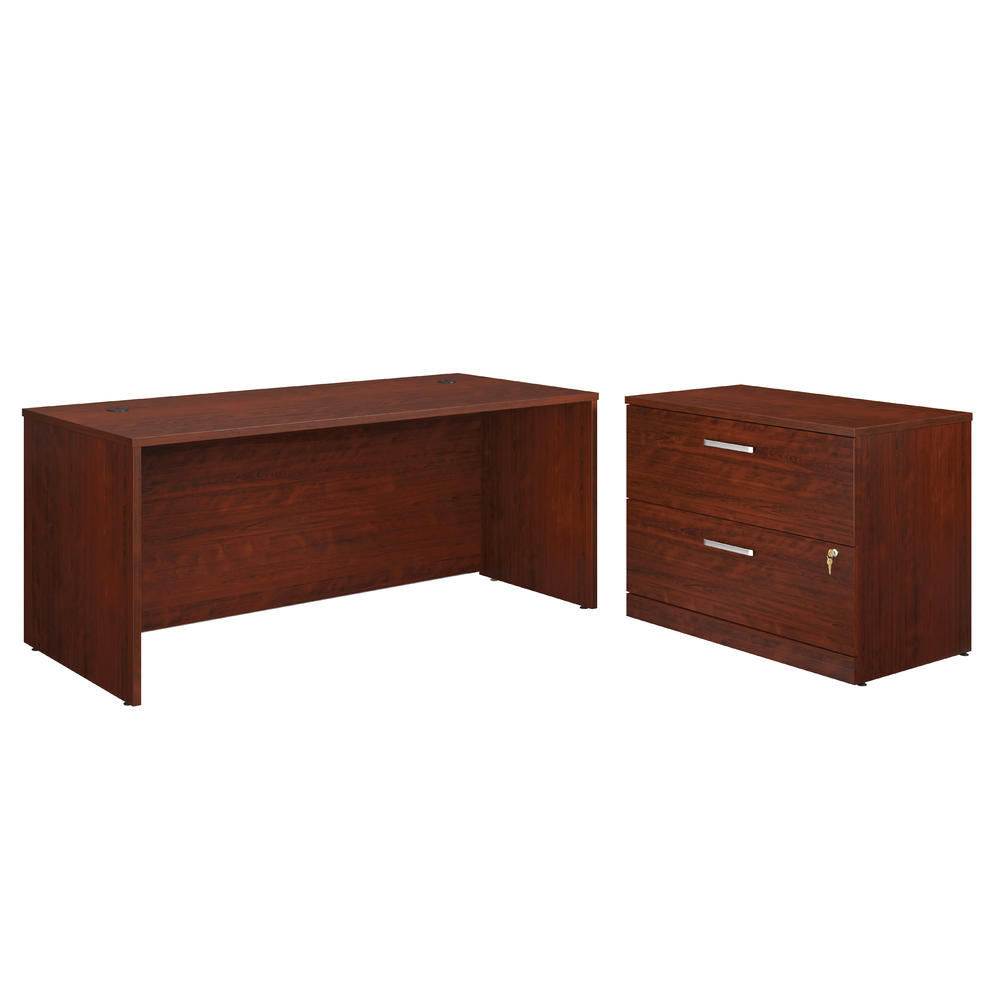 Sauder Affirm™ Commercial 72"x30" Executive Desk with Lateral File Cabinet, Classic Cherry® finish (# 430224)