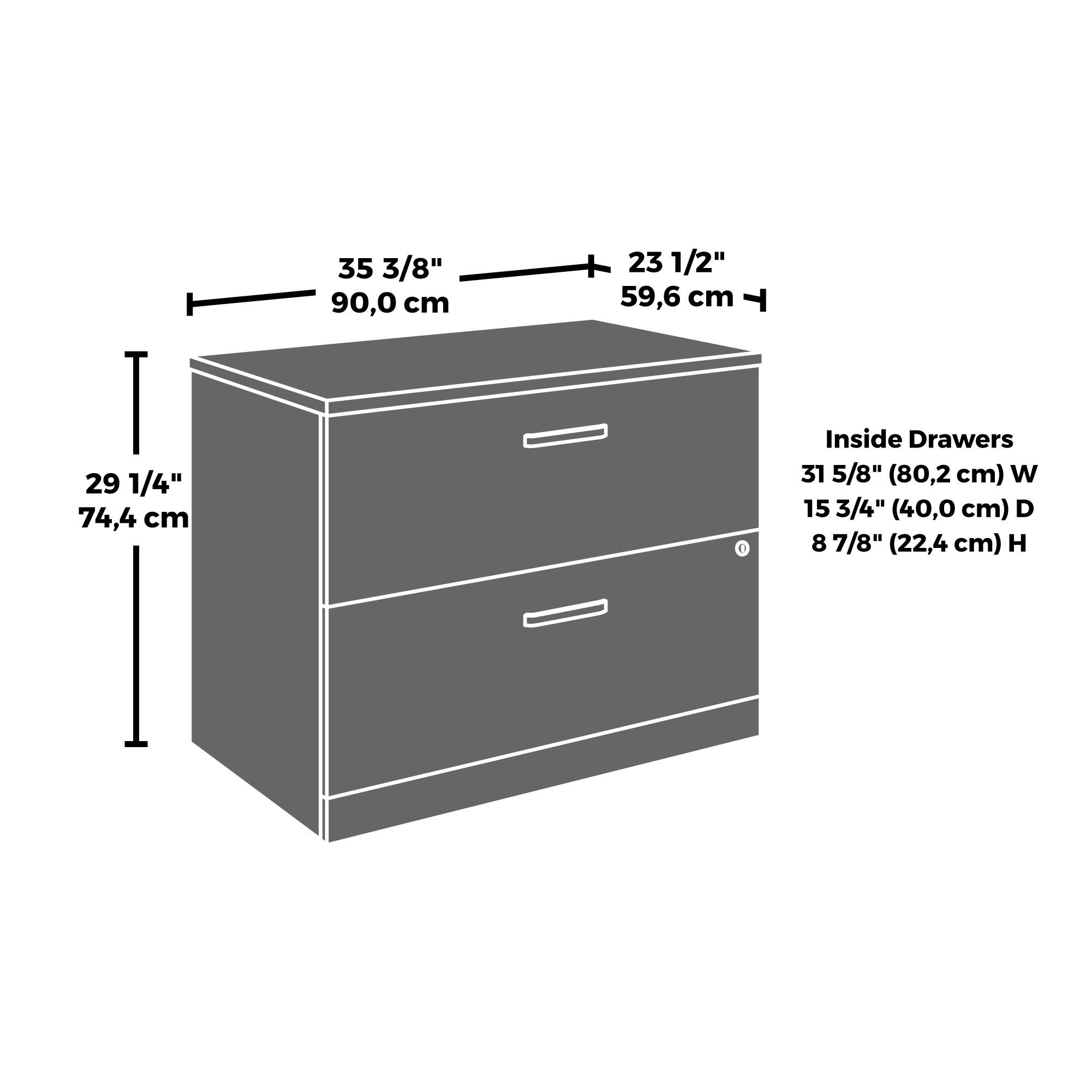 Sauder Affirm™ Commercial 72"x36" Executive Bowfront Desk with Lateral File Cabinet, Classic Cherry® finish (# 430225)