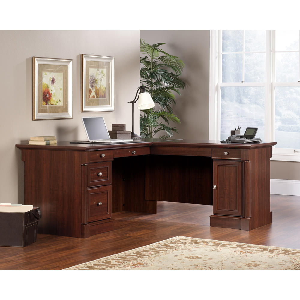 Sauder Palladia® L-Shaped Desk, Select Cherry finish (# 413670)