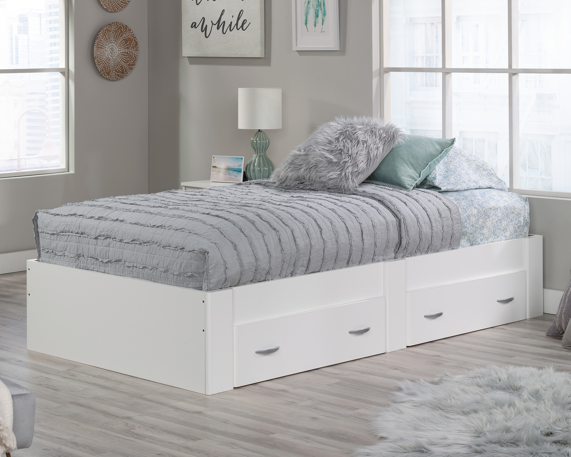 Sauder Beginnings® Twin Platform Bed, Soft White® finish (# 415546)