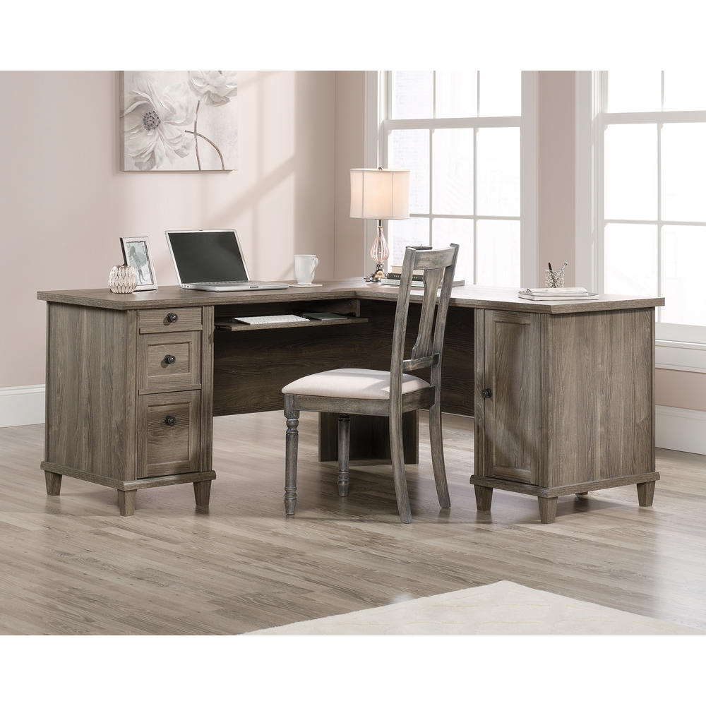 Sauder Hammond® L-Shaped Shaped Desk, Emery Oak™ finish (# 423527)
