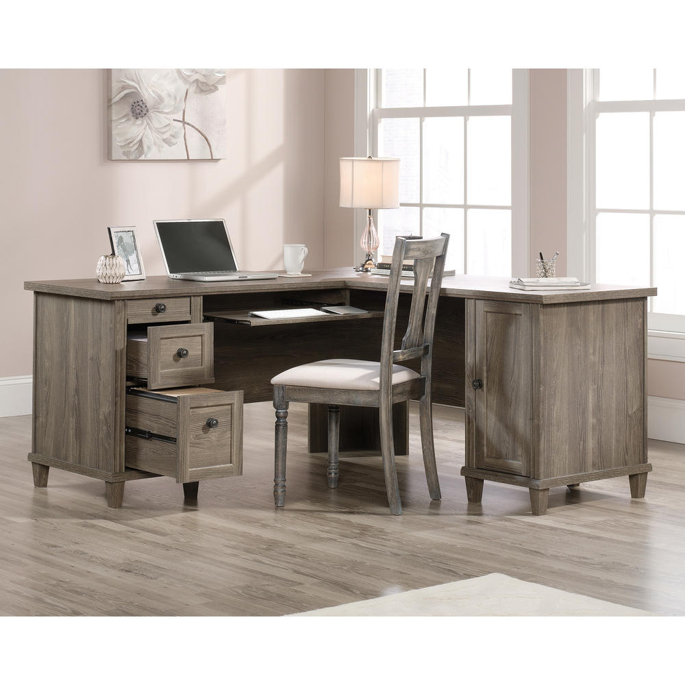 Sauder Hammond® L-Shaped Shaped Desk, Emery Oak™ finish (# 423527)