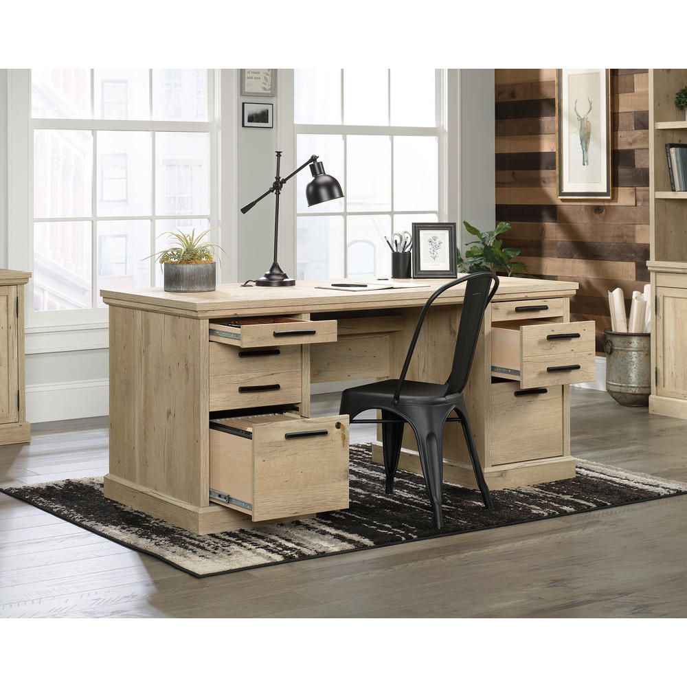 Sauder Aspen Post® Executive Desk, Prime Oak™ finish (# 426487)