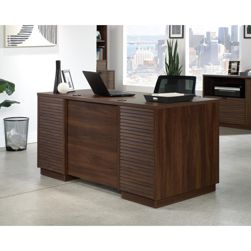 Sauder Palo Alto™ 60" Double Pedestal Desk, Spiced Mahogany™ finish (# 427792)
