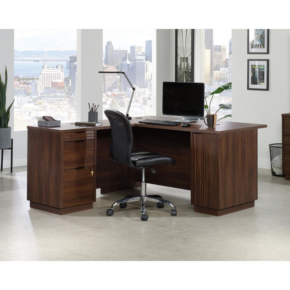 Sauder Palo Alto™ 60" L-Shaped Desk, Spiced Mahogany™ finish (# 427793)