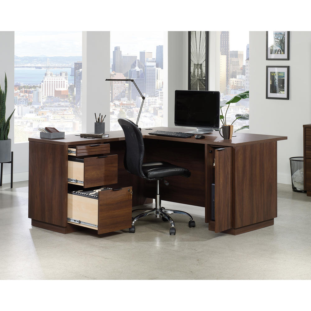 Sauder Palo Alto™ 60" L-Shaped Desk, Spiced Mahogany™ finish (# 427793)