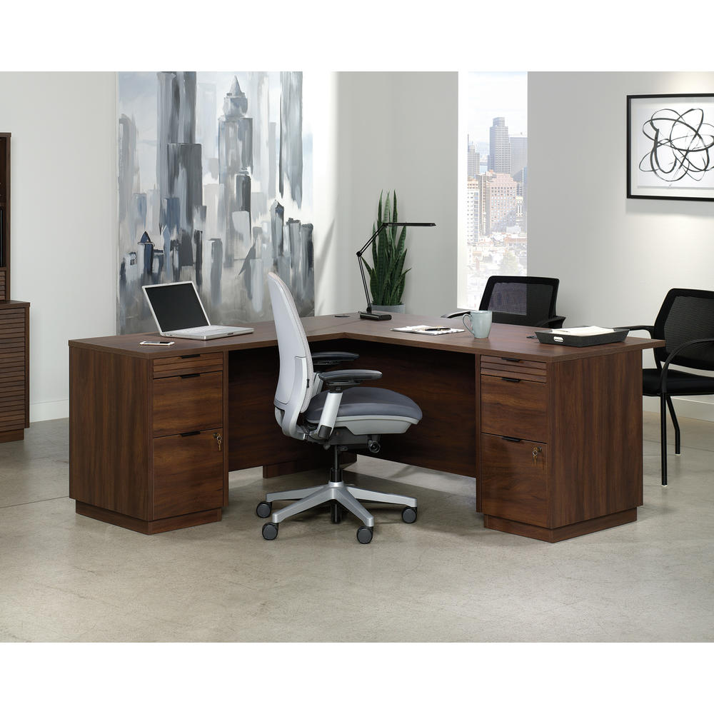 Sauder Palo Alto™ 72" L-Shaped Desk, Spiced Mahogany™ finish (# 427798)