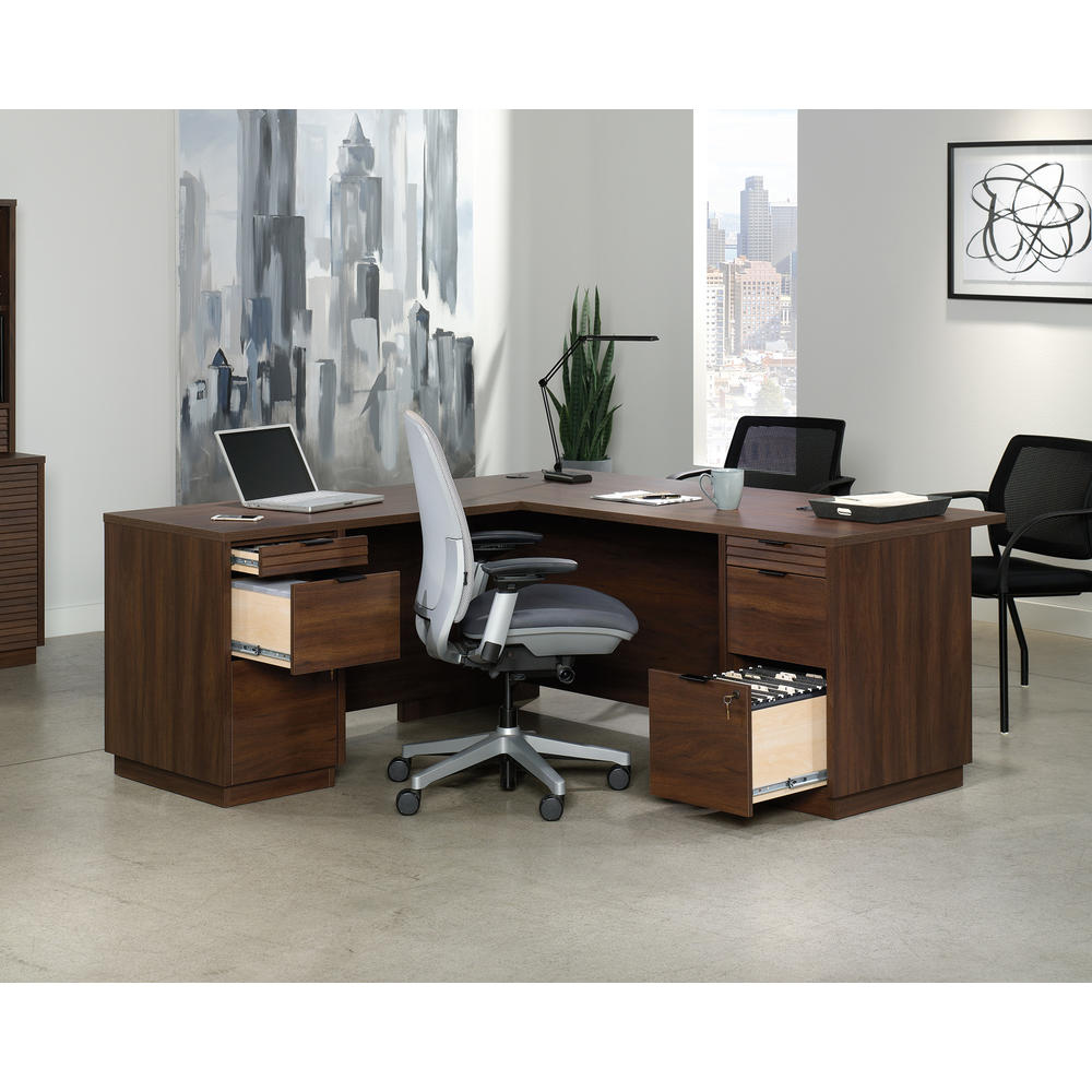 Sauder Palo Alto™ 72" L-Shaped Desk, Spiced Mahogany™ finish (# 427798)