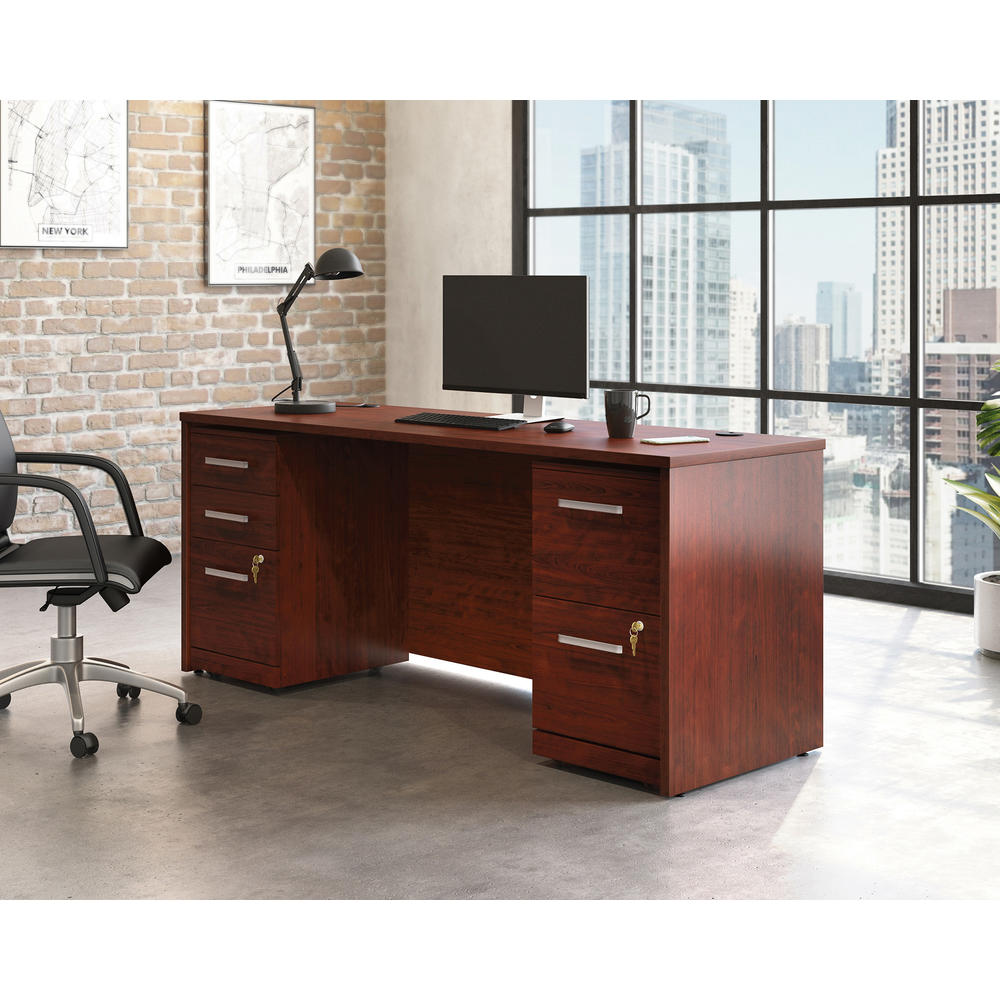 Sauder Affirm™ Commercial 72"x24" 3-File Double Pedistal Desk, Classic Cherry® finish (# 430203)