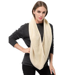 Saisze Winter Knitted Infinity Scarf Circle Warm Cable Loop Windproof Soft for Man Women Various Solid Colors - Turmeric