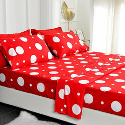 American Home Collection Ultra Soft 6 Piece Polka Dot Bedding Sheets & Pillowcases Set