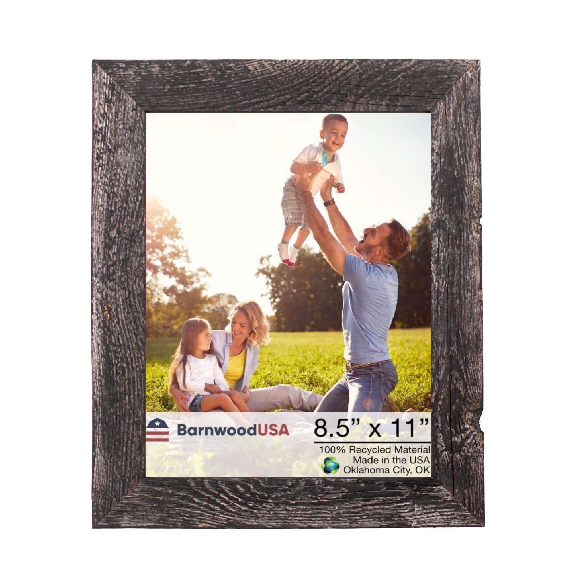 BarnwoodUSA Rustic Farmhouse 8.5 x 11 Smoky Black Reclaimed Wood Picture Frame (1.5in. Molding)