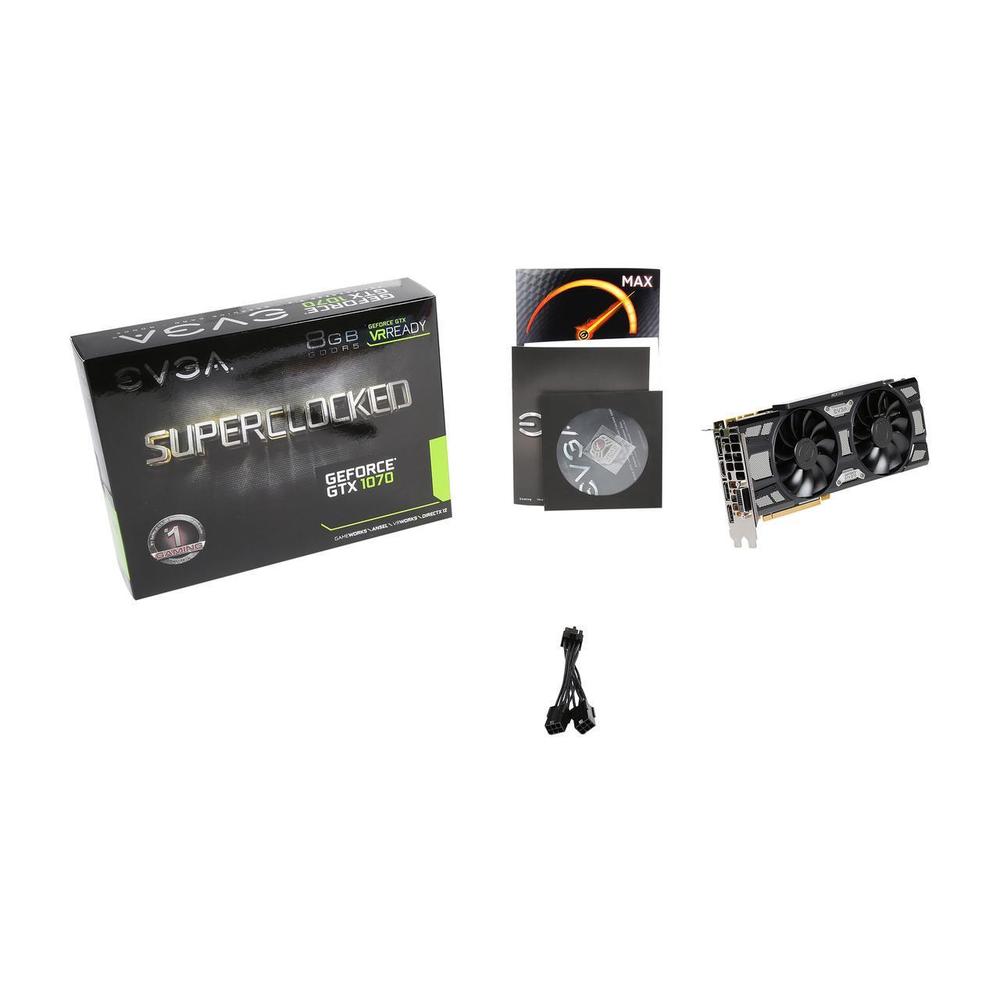 EVGA GeForce GTX 1070 SC GAMING ACX 3.0 Black Edition, 08G-P4-5173-KR, 8GB GDDR5, LED, DX12 OSD Support (PXOC) Video Graphics Ca