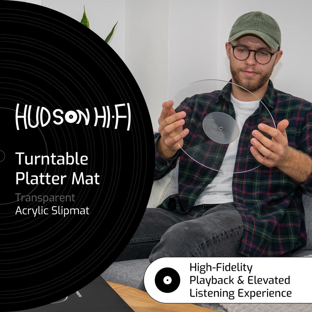 Hudson Hi-Fi Acrylic Turntable Mat - 11.75" Transparent Vinyl Record Acrylic Mat - Precision Machined Acrylic Turntable Platter Mat w
