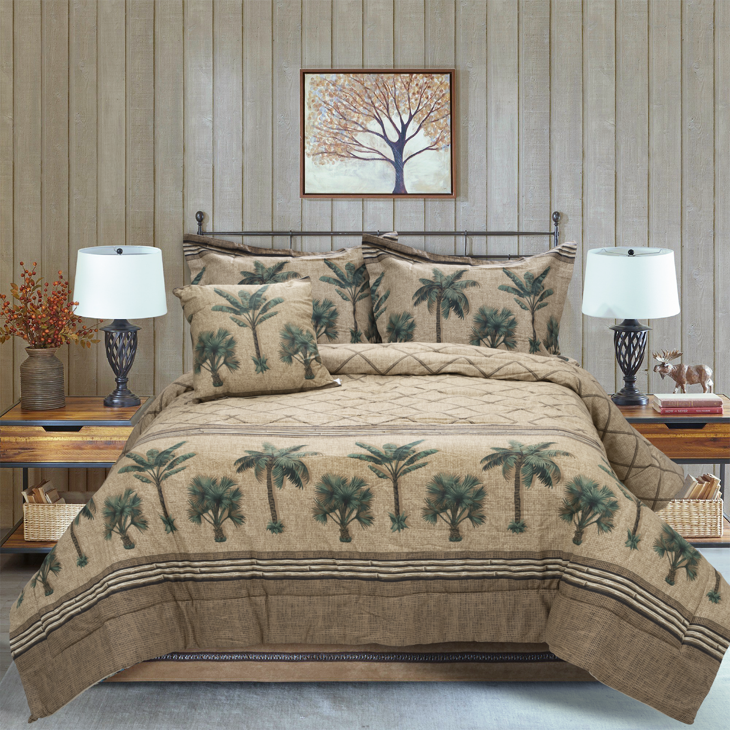 Karin Maki Kona Palm Grove 100% Polycotton Tropical Palm Tree Comforter Set