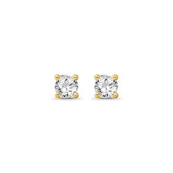 Araiya Fine Jewelry 14K Gold Round Diamond 4-Prong Solitaire Stud Earrings (1/3 cttw, I-J Color, I2-I3 Clarity)
