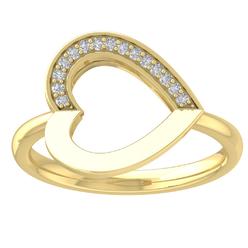 Araiya Fine Jewelry 14K Yellow Gold Diamond Open Heart Ring (1/10 cttw, I-J Color, I2-I3 Clarity)