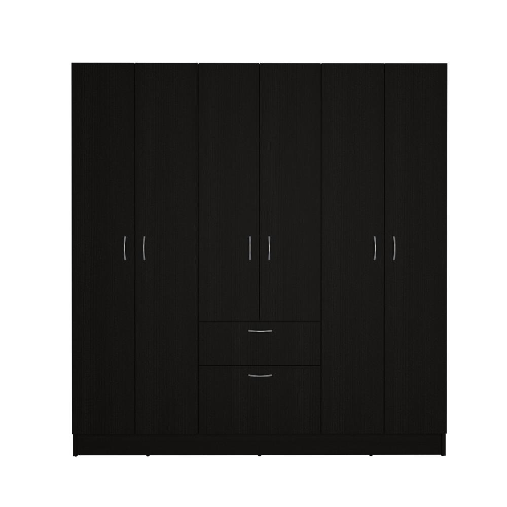 Depot E-Shop KIBO 6 DOORS ARMOIRE - BLACK/WHITE 
