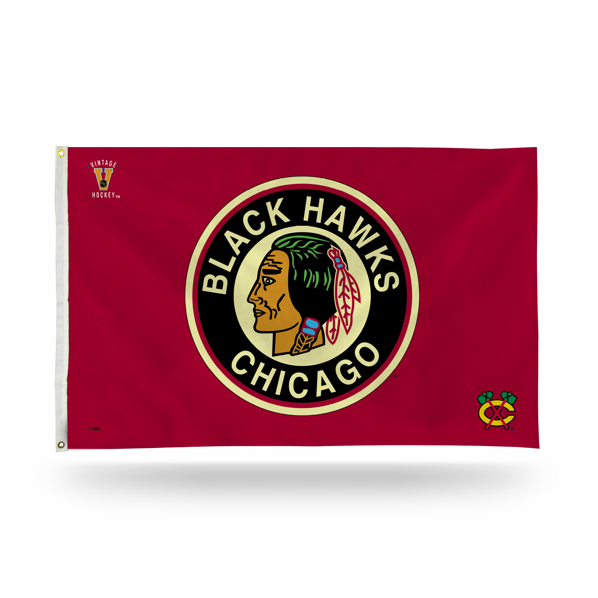 Rico Industries NHL Hockey Chicago Blackhawks Vintage Hockey Throwback Logo 3' x 5' Banner Flag