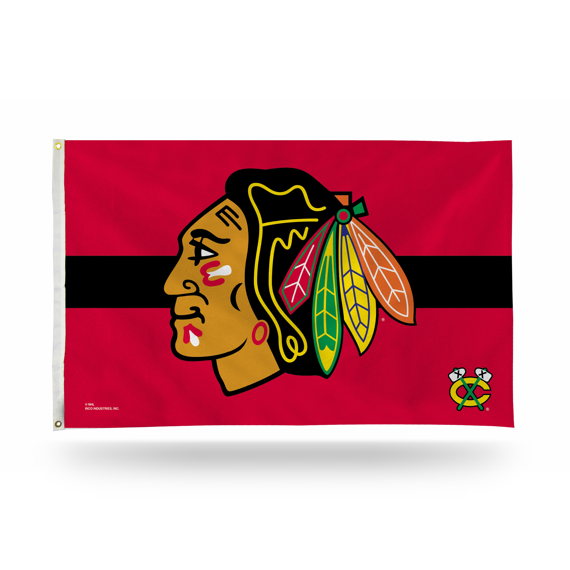 Rico Industries NHL Hockey Chicago Blackhawks Red with Black Stripe 3' x 5' Banner Flag