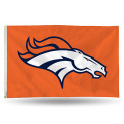 Rico 3' x 5' Orange and White NFL New Denver Broncos Rectangular Banner Flag