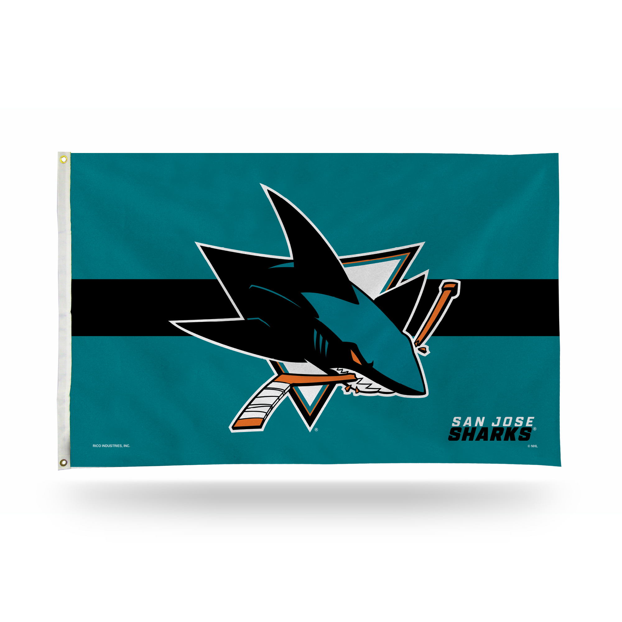 Rico NHL Rico Industries San Jose Sharks Black Stripe 3' x 5' Banner Flag