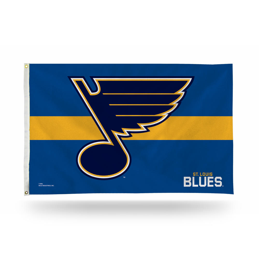 Rico Industries NHL Hockey St. Louis Blues Blue with Yellow Stripe 3' x 5' Banner Flag
