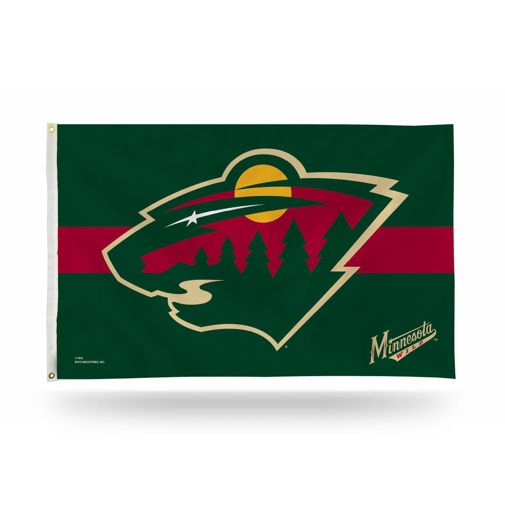 Rico Industries NHL Hockey Minnesota Wild Green with Red Stripe 3' x 5' Banner Flag