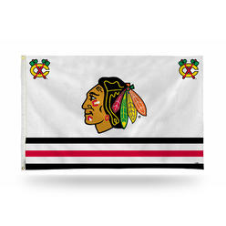 Rico Industries NHL Hockey Chicago Blackhawks WHITE 3' x 5' Banner Flag