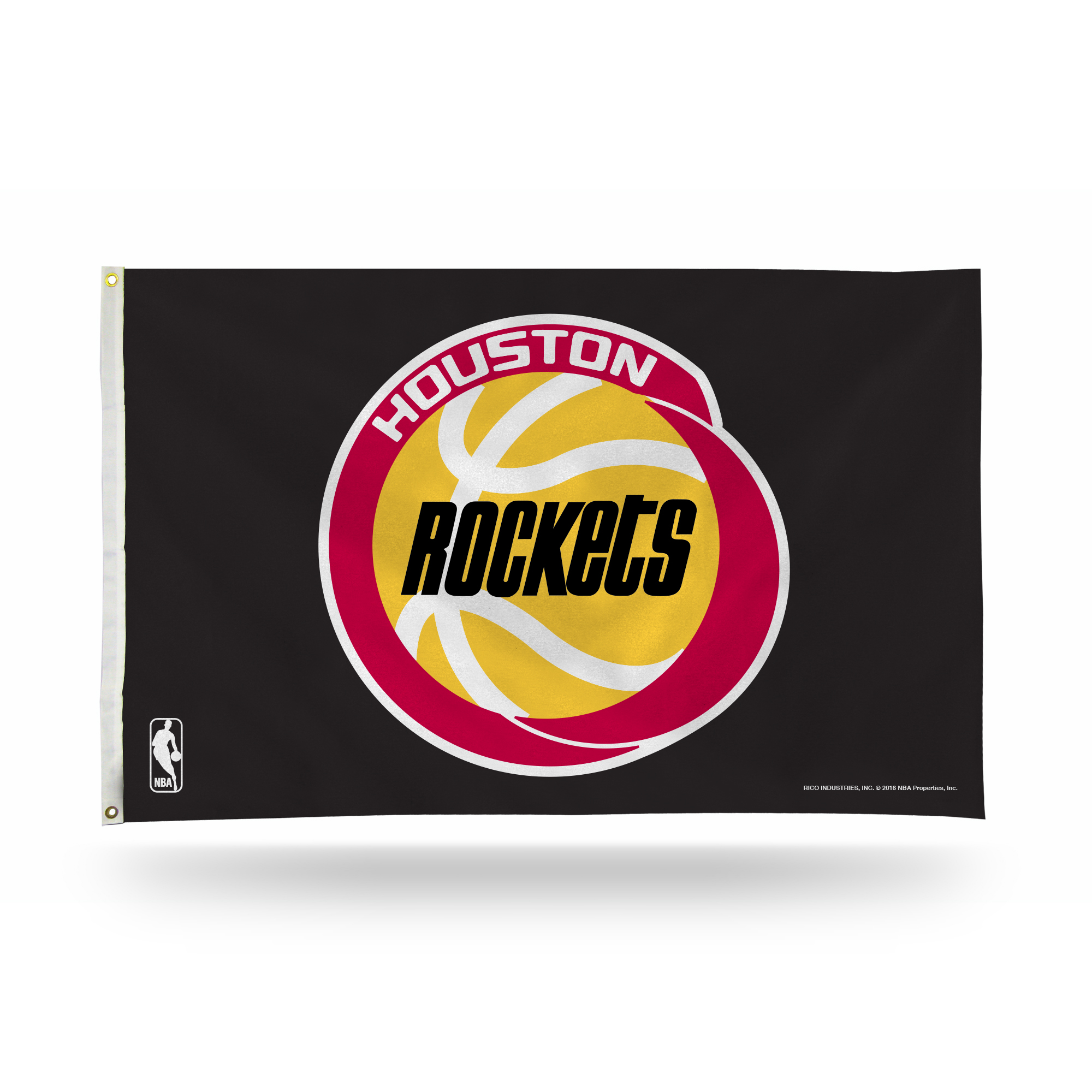 Rico Industries NBA Basketball Houston Rockets Retro Logo Black 3' x 5' Banner Flag