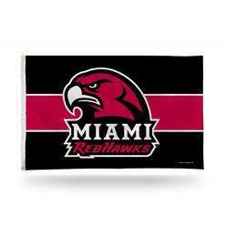 Rico Industries NCAA  Miami of Ohio Redhawks Black with Red Stripe 3' x 5' Banner Flag