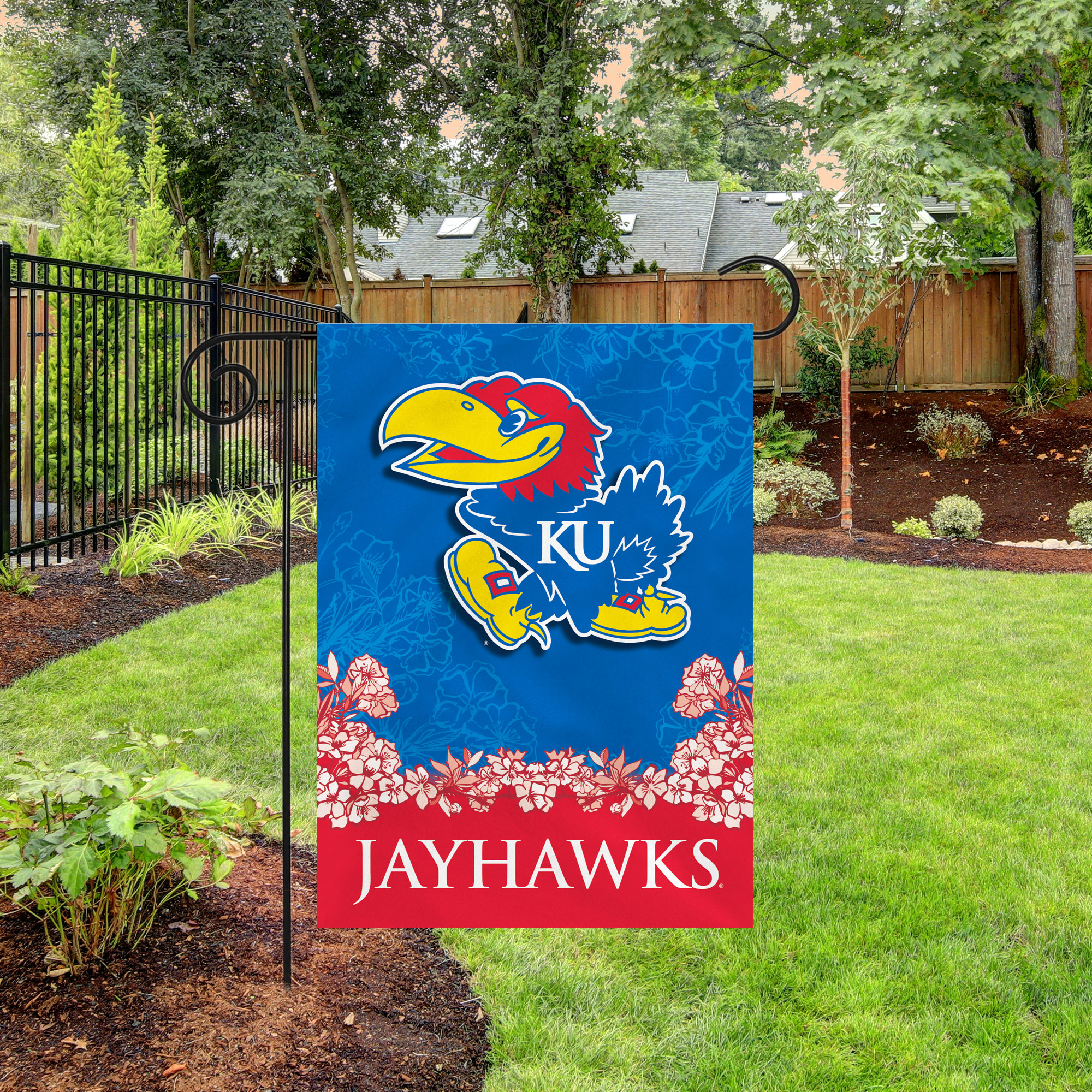 Rico Industries NCAA  Kansas Jayhawks Primary Double Sided Garden Flag